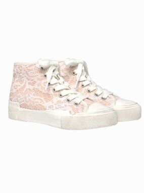 ASH Ghibly Lace High Top Platform Sneakers Pink White NWT Size 5.5
